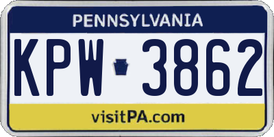 PA license plate KPW3862
