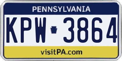 PA license plate KPW3864
