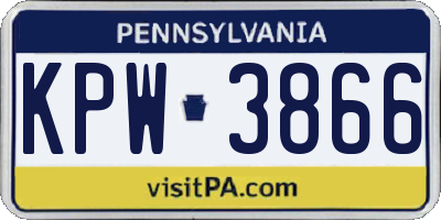 PA license plate KPW3866