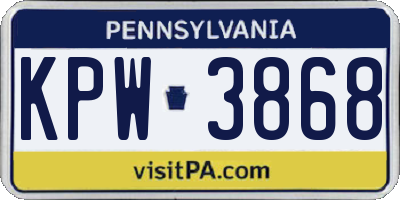 PA license plate KPW3868