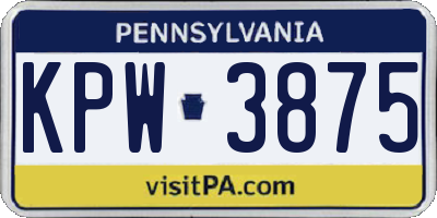 PA license plate KPW3875