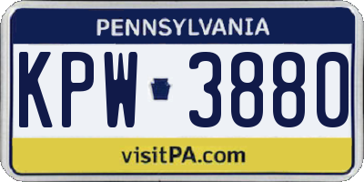 PA license plate KPW3880