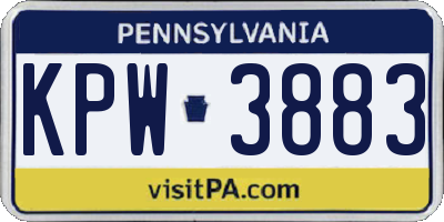 PA license plate KPW3883