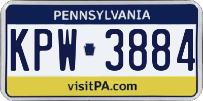 PA license plate KPW3884