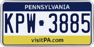 PA license plate KPW3885