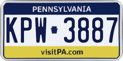 PA license plate KPW3887