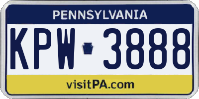 PA license plate KPW3888