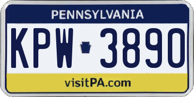 PA license plate KPW3890