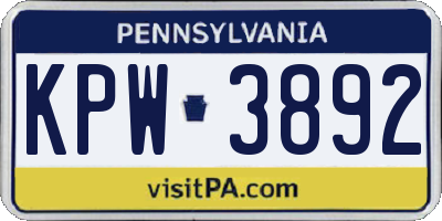 PA license plate KPW3892