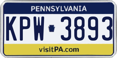 PA license plate KPW3893