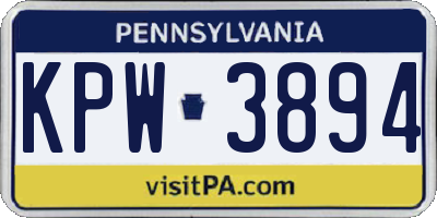 PA license plate KPW3894