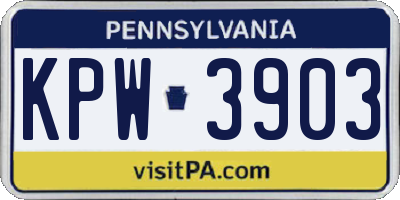PA license plate KPW3903