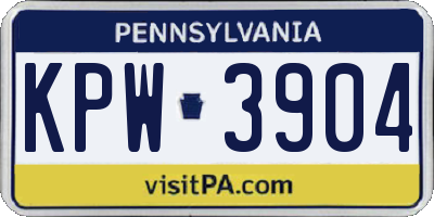PA license plate KPW3904