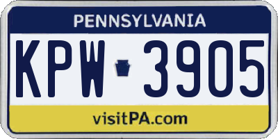 PA license plate KPW3905