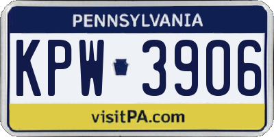 PA license plate KPW3906