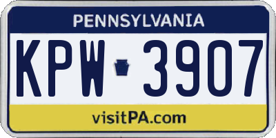 PA license plate KPW3907