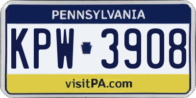 PA license plate KPW3908