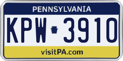 PA license plate KPW3910
