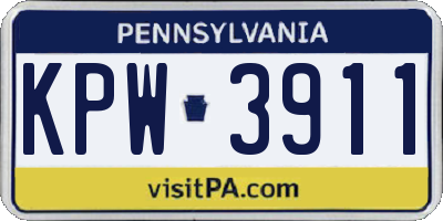 PA license plate KPW3911