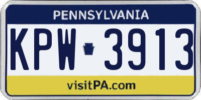 PA license plate KPW3913