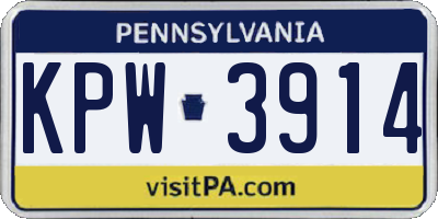 PA license plate KPW3914
