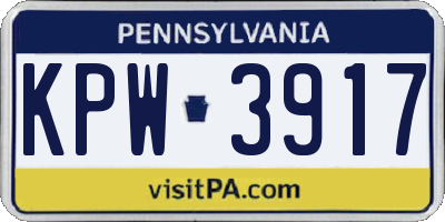PA license plate KPW3917
