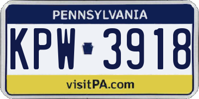 PA license plate KPW3918