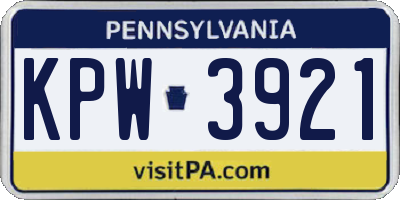 PA license plate KPW3921