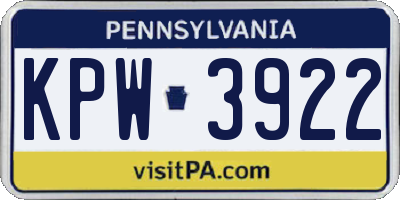 PA license plate KPW3922