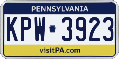 PA license plate KPW3923