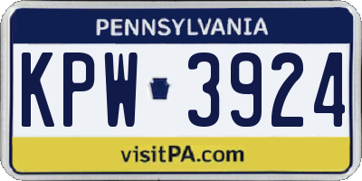 PA license plate KPW3924
