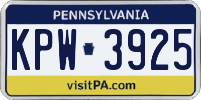 PA license plate KPW3925