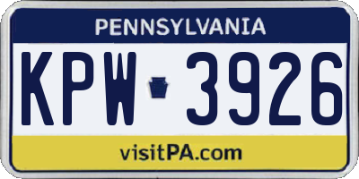 PA license plate KPW3926