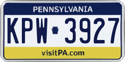 PA license plate KPW3927