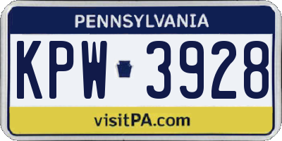 PA license plate KPW3928