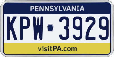 PA license plate KPW3929