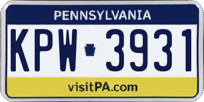 PA license plate KPW3931