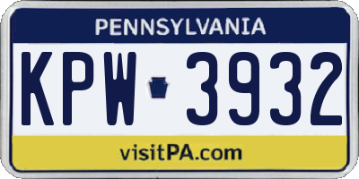 PA license plate KPW3932