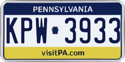 PA license plate KPW3933