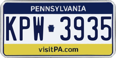 PA license plate KPW3935