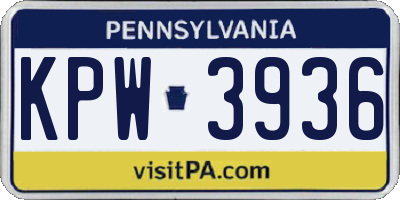 PA license plate KPW3936