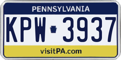 PA license plate KPW3937