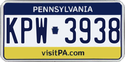 PA license plate KPW3938