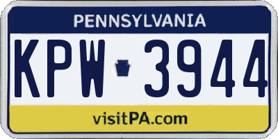 PA license plate KPW3944