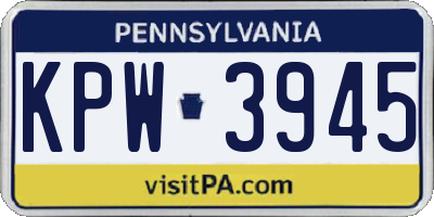 PA license plate KPW3945