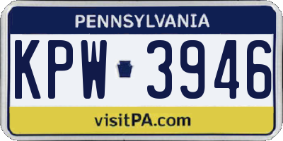 PA license plate KPW3946
