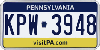 PA license plate KPW3948