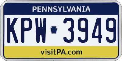 PA license plate KPW3949