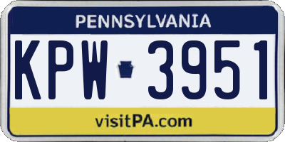 PA license plate KPW3951