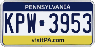 PA license plate KPW3953
